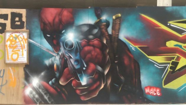 Deadpool street art by Mace